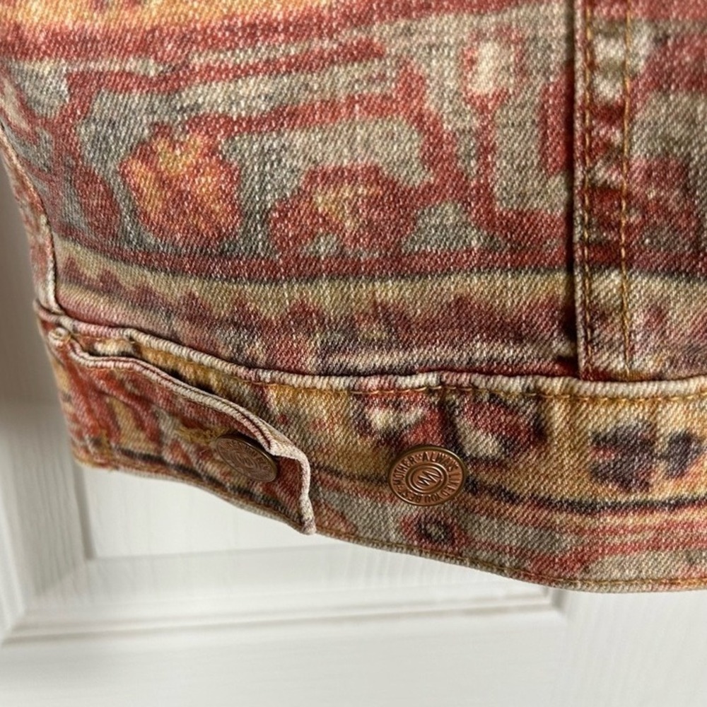Mother Denim Jacket Shrunken Mountain Drifter Rust Cream Boho L - Picture 9 of 11